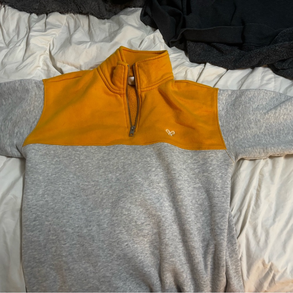 TNA Gray and Orange Zip Up Sweater